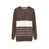 Brown & Cream Striped Woman Sweatshirt