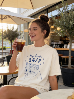 20260614120412-1f167e92-84a0-6b16-ab4d-8eb326a78403-1.png My Brain 24/7 Cat T-Shirt