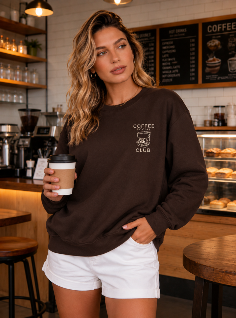 Coffee Social Club Embroidered Sweatshirt