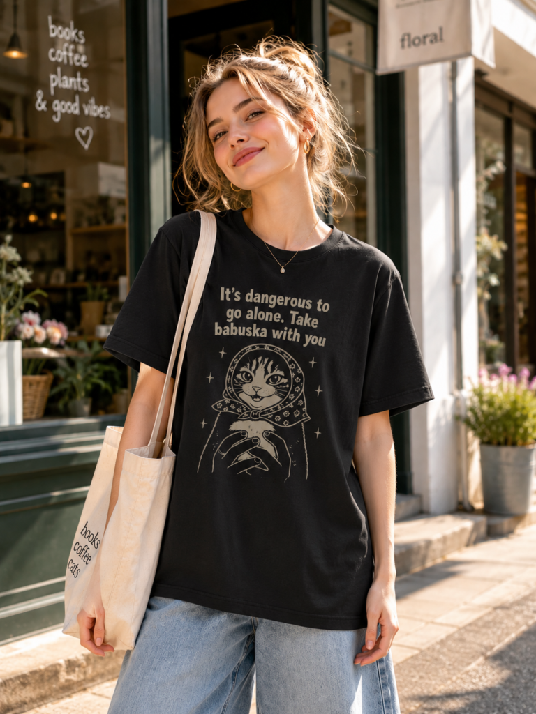 Funny Cat Babushka T-Shirt