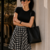 Black & White Polka Dot A-Line Skater Skirt