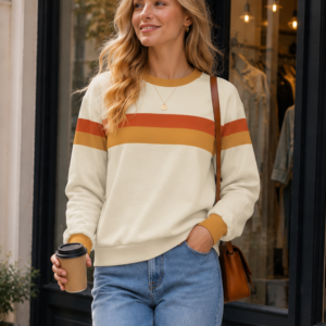 Vintage Retro Striped Women Sweatshirt