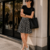 Black & White Polka Dot A-Line Skater Skirt