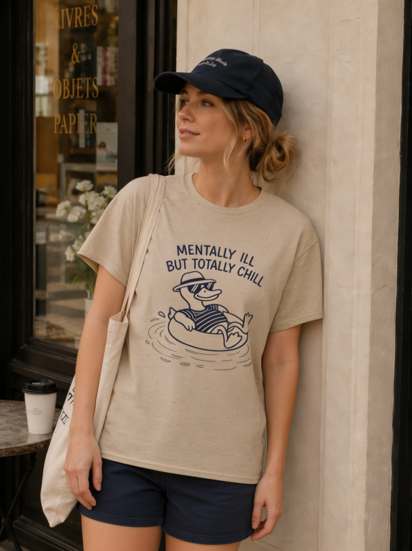 Mentally Ill But Totally Chill Duck Shirt Funny Duck T-Shirt Retro Graphic Tee Unisex Gildan 5000 Mentally Ill But Totally Chill Funny Duck T-Shirt