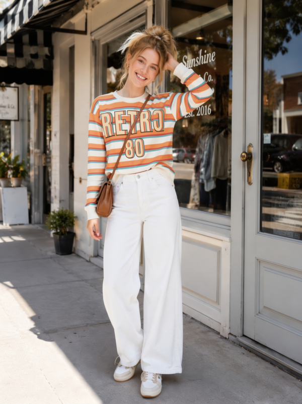 Retro 80 Striped Sweatshirt