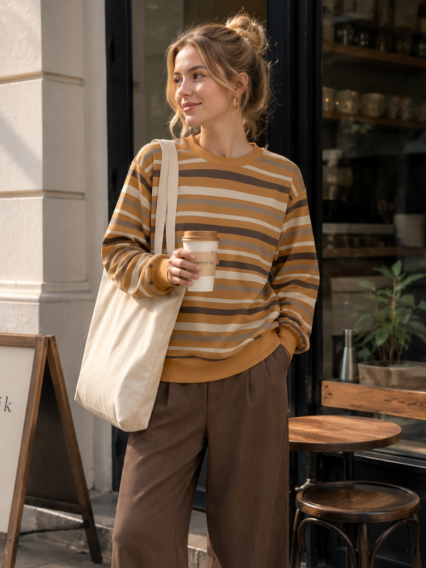 Vintage Striped Sweatshirt Women