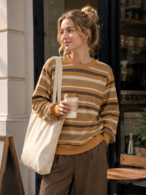 Vintage Striped Sweatshirt Women
