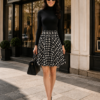 Black & White Polka Dot A-Line Skater Skirt