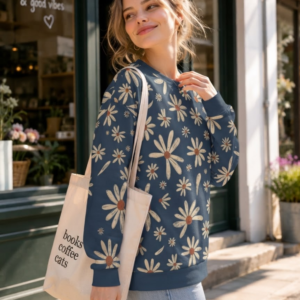 Blue Floral Sweatshirt Women