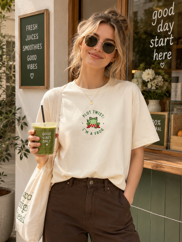 Plot Twist I'm A Frog Embroidered Comfort Colors 1717 T-Shirt
