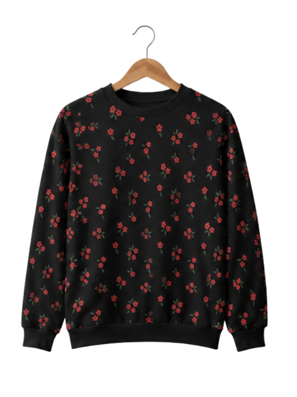 Black Floral Crewneck Sweatshirt