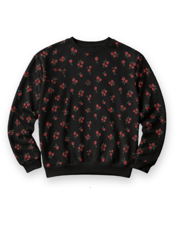 Black Floral Crewneck Sweatshirt