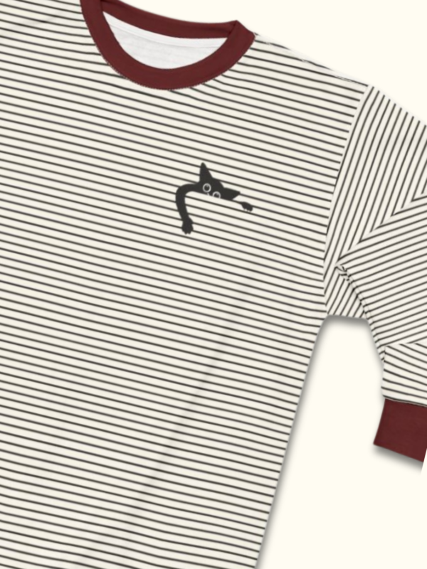 Minimalist Cat Striped Sweatshirt