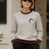 Minimalist Cat Striped Sweatshirt