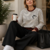Minimalist Cat Striped Sweatshirt