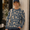Blue Floral Sweatshirt Women