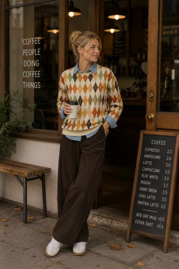 Retro Diamond Pattern Sweatshirt