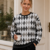 Classic Black Gray Argyle Sweatshirt