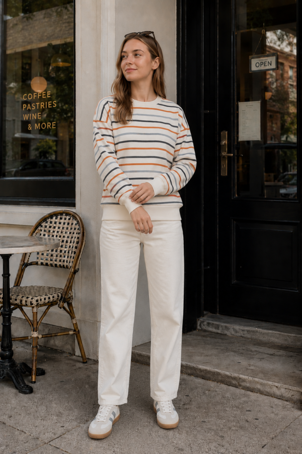 Retro Orange Stripe Sweatshirt