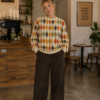 Retro Diamond Pattern Sweatshirt