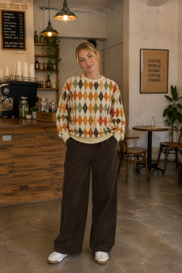 Retro Diamond Pattern Sweatshirt