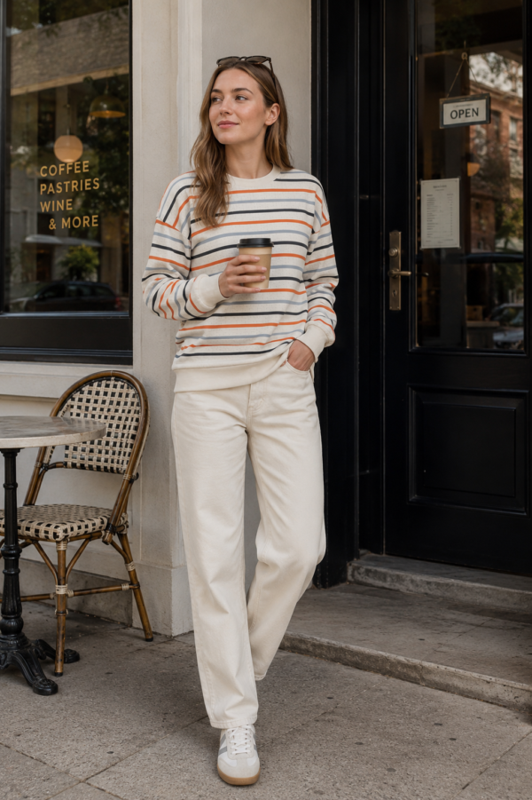 Retro Orange Stripe Sweatshirt