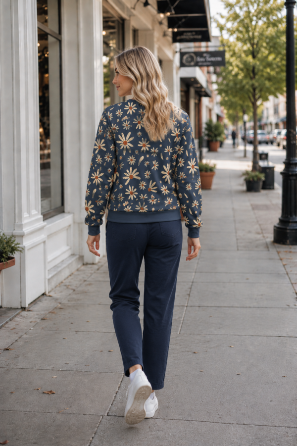 Blue Floral Sweatshirt Women